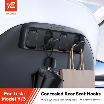 YZ para Tesla Model Y 3 Highland Juniper 2021-25 Ganchos plegables ocultos para asiento trasero Material ABS Accesorios Interiores de Automóvil