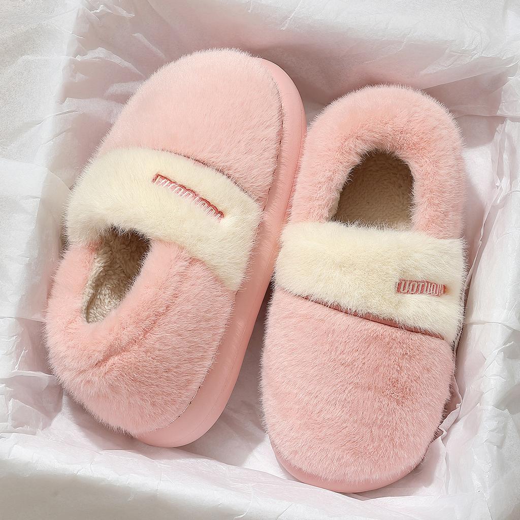 Chaussons en coton à talon sac automne et hiver chaleur intérieure maison antidérapant peluche confinement chaussures en coton antidérapant mise à niveau