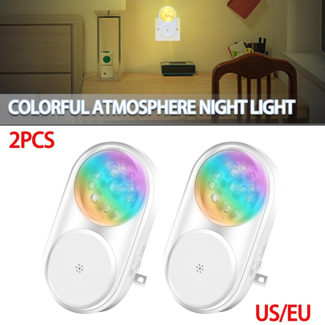 

PDTO 2 шт. светодиодный ночник с датчиком заката и рассвета, режим RGB, ночник, подключаемый к стене