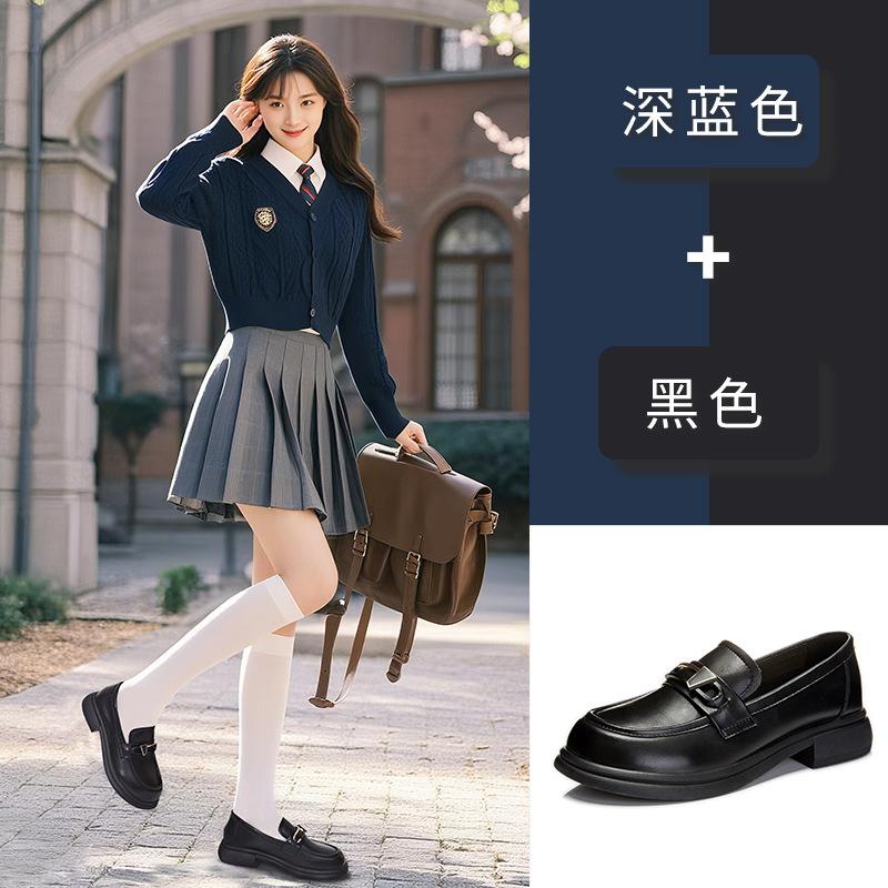 Leather Loafers Women's 2025 Autumn New Women's British Style Small Leather Shoes One Pedal Women's Shoes Small Fragrant Style Single Shoes