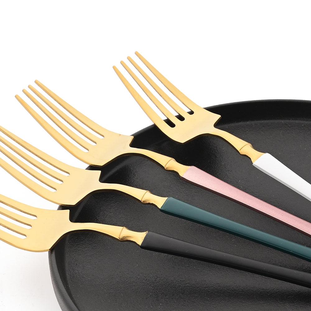 JANKNG 24Pcs White Gold Tableware Set Stainless Steel Dinnerware Spoon Fork Knife Cutlery Kitchen Food Flatware Silverware Set