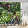 Shower Curtain: Lush Tropical Garden with Waterfall for a Vibrant and Nature-Inspired Bathroom Decor