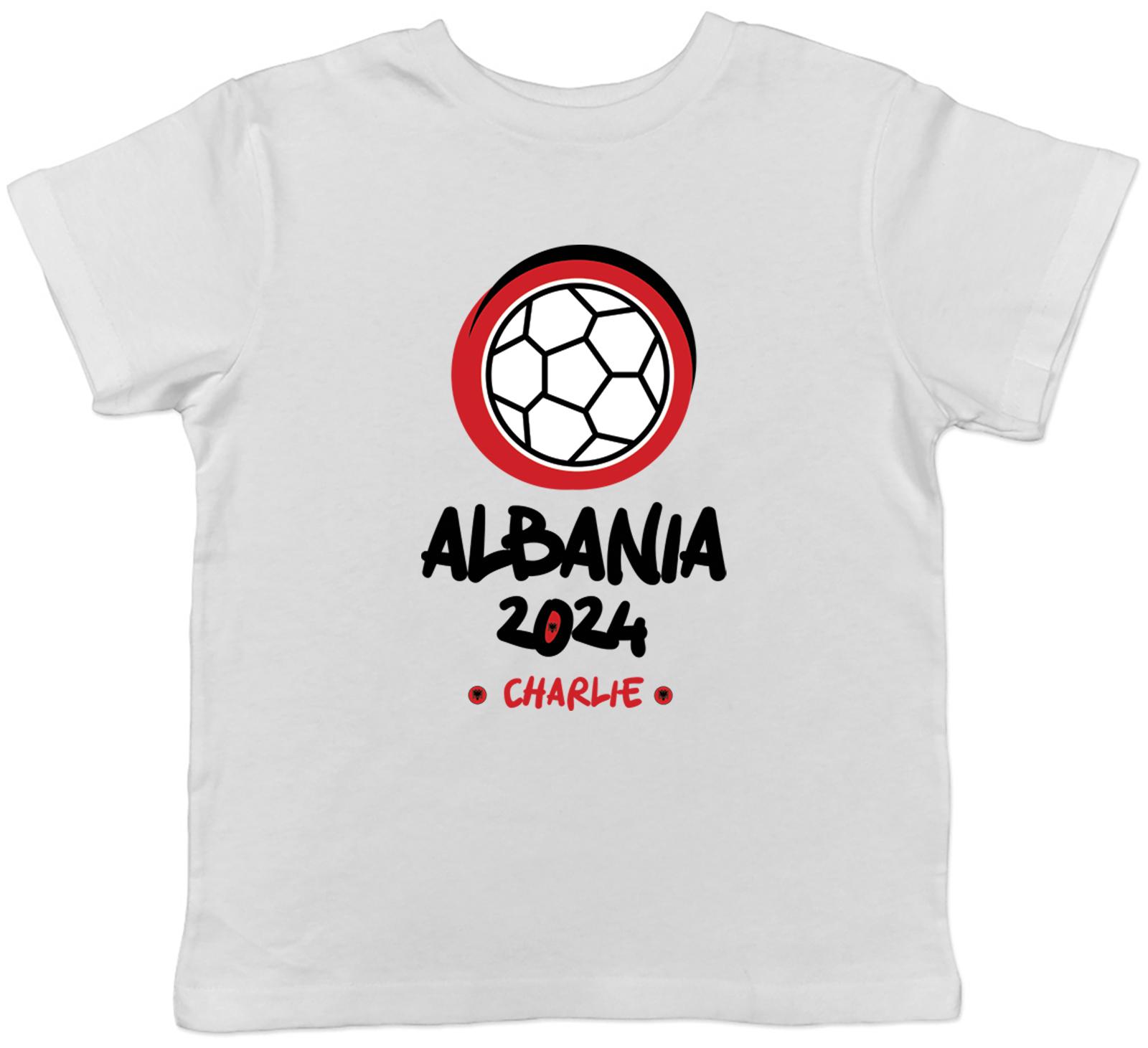 Personalised Albania 2024 Kids T-Shirt Football Soccer Supporter Fan Boys Girls 100