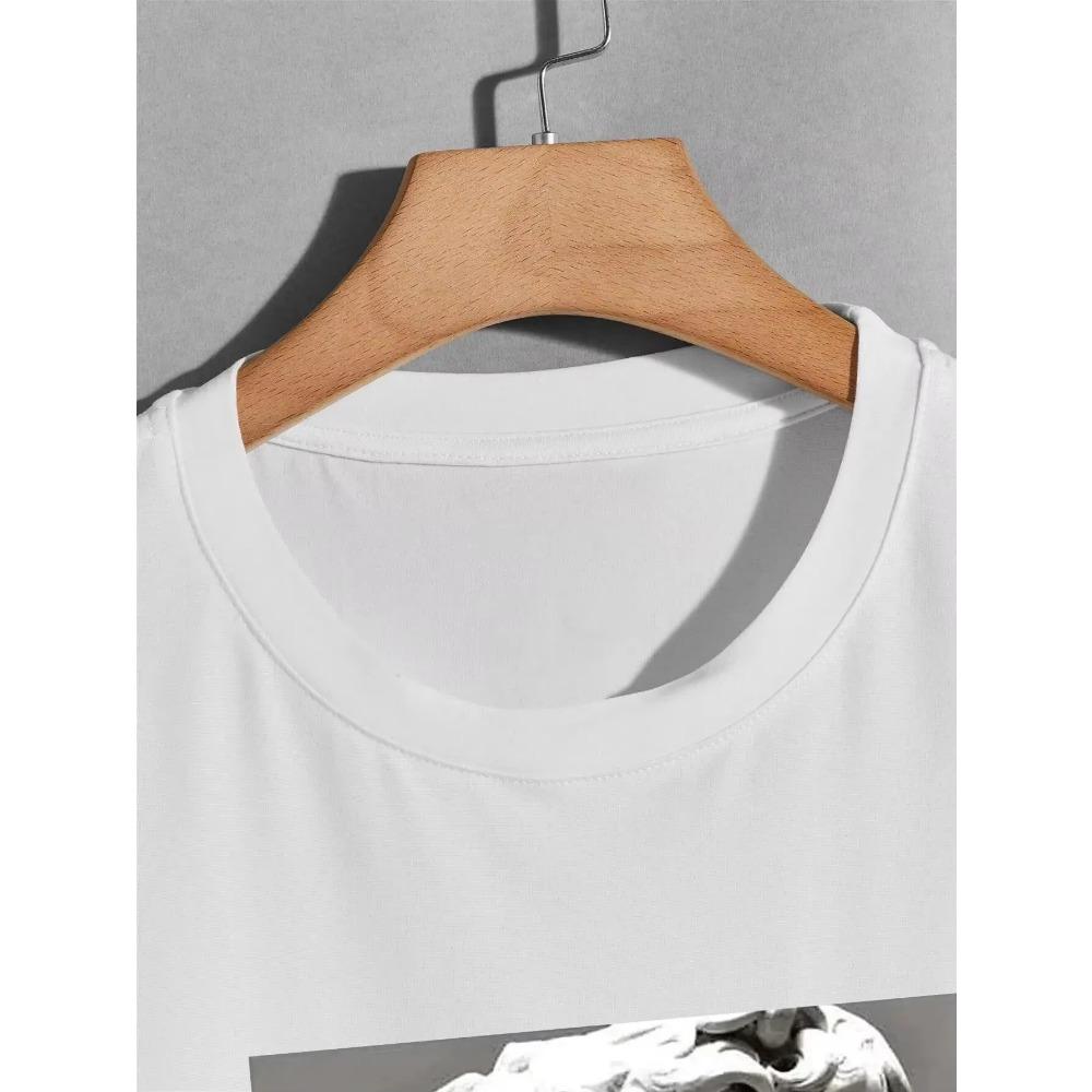 Nachahmung von Statuenkunstbildern Druck T-Shirt Herren Lässig Baumwolle Sommer T-Shirt Kleidung Streetwear Hip Hop Street Übergroße T-Shirts