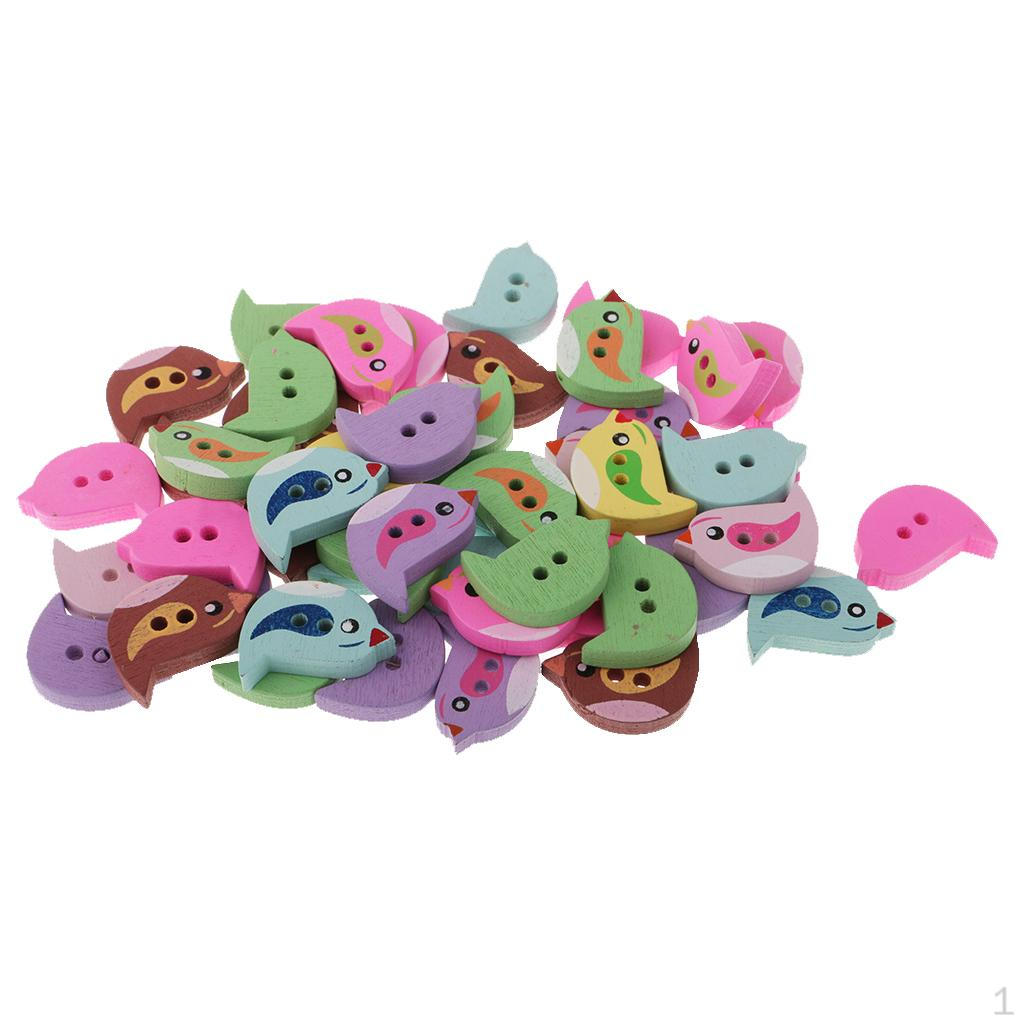 

50 шт. разноцветная форма птицы с двумя отверстиями для украшения швейных поделок 20 мм