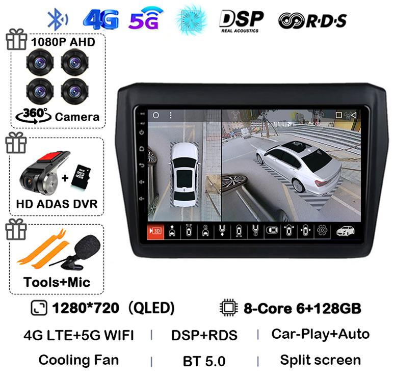 Android 14 Wireless Carplay&Auto Car Radio For Suzuki Swift 2017 2018 2019 Stereo Multimedia Navigation GPS Video Player 4G+WIFI