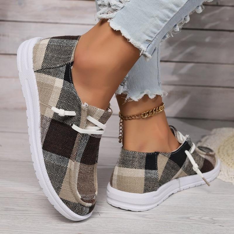 Large-sized Lace-up Single Shoes for Women, Low-top, Lazy Fabric Flat Single Shoes