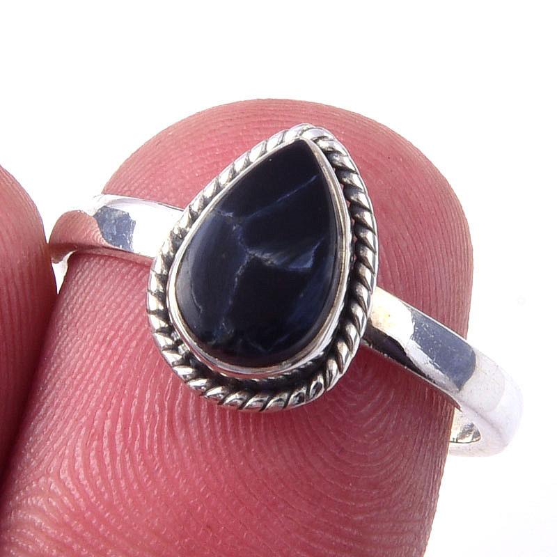 Natural Pietersite Gemstone Handmade 925 Solid Sterling Silver Ring Size 7 v0Y34