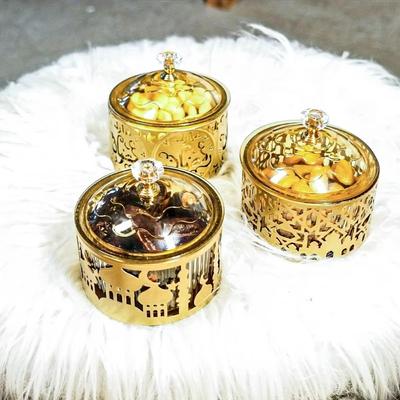 Metall Ramadan Süßigkeitenschale mit Deckel Servierplatte Dessertbehälter Aufbewahrungsbox Tischmittelstück