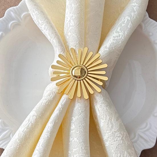 Yousheng 6Pcs Sunflower Napkin Rings Metal Sun Flower Napkin Holders Decorative Napkin Rings for Dining Table Wedding Birthday Party
