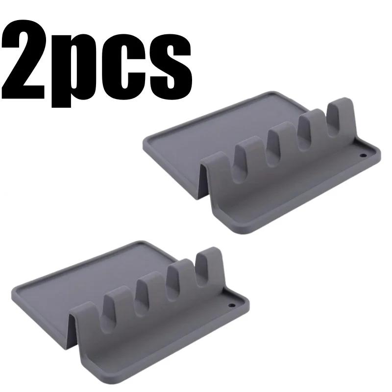 Kitchen Silicone Utensil Rest with Drip Pad for Multiple Utensils - BPA-Free, Heat-Resistant Spoon Rest & Spoon Holder