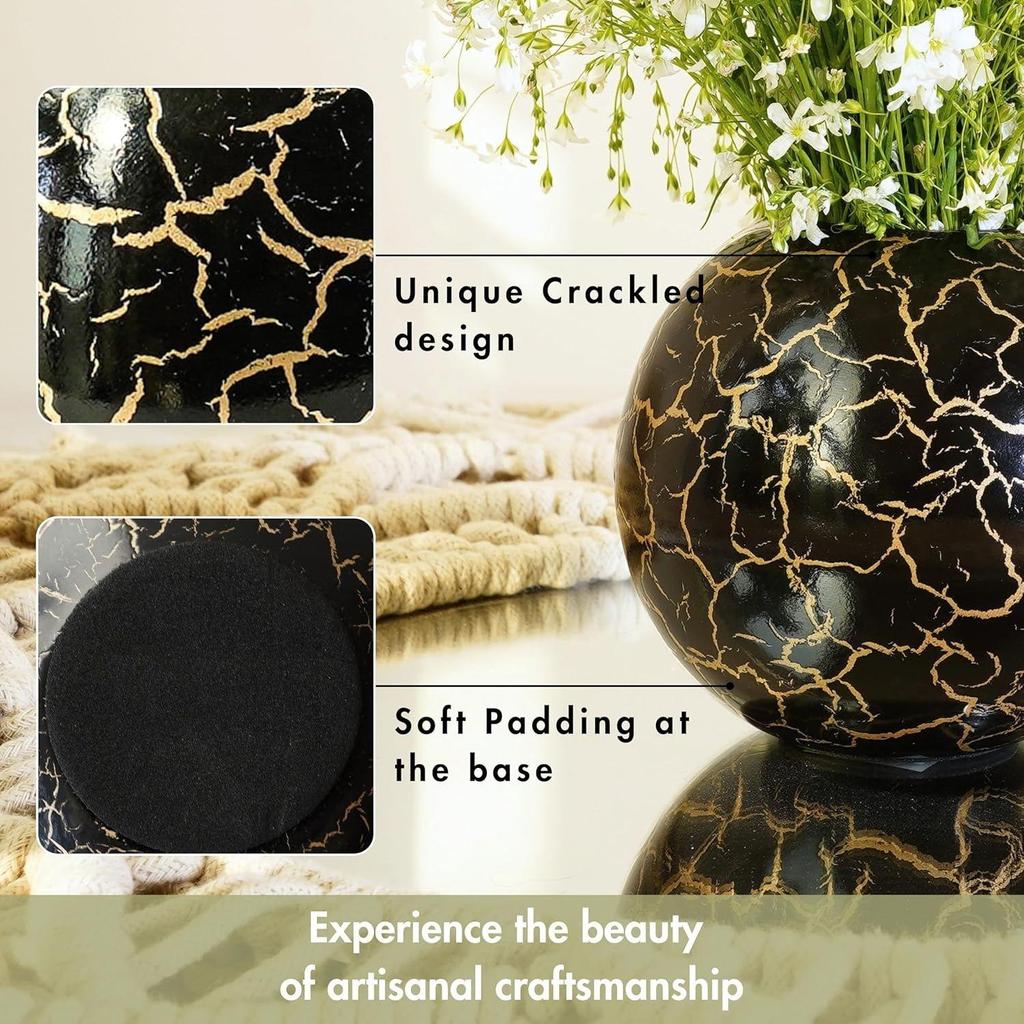 Metal Ball Vase for Home Decor|Flower Pot for Bedroom Living Room Office Wedding|Flowers Arrangement for Birthday Anniversary Festival