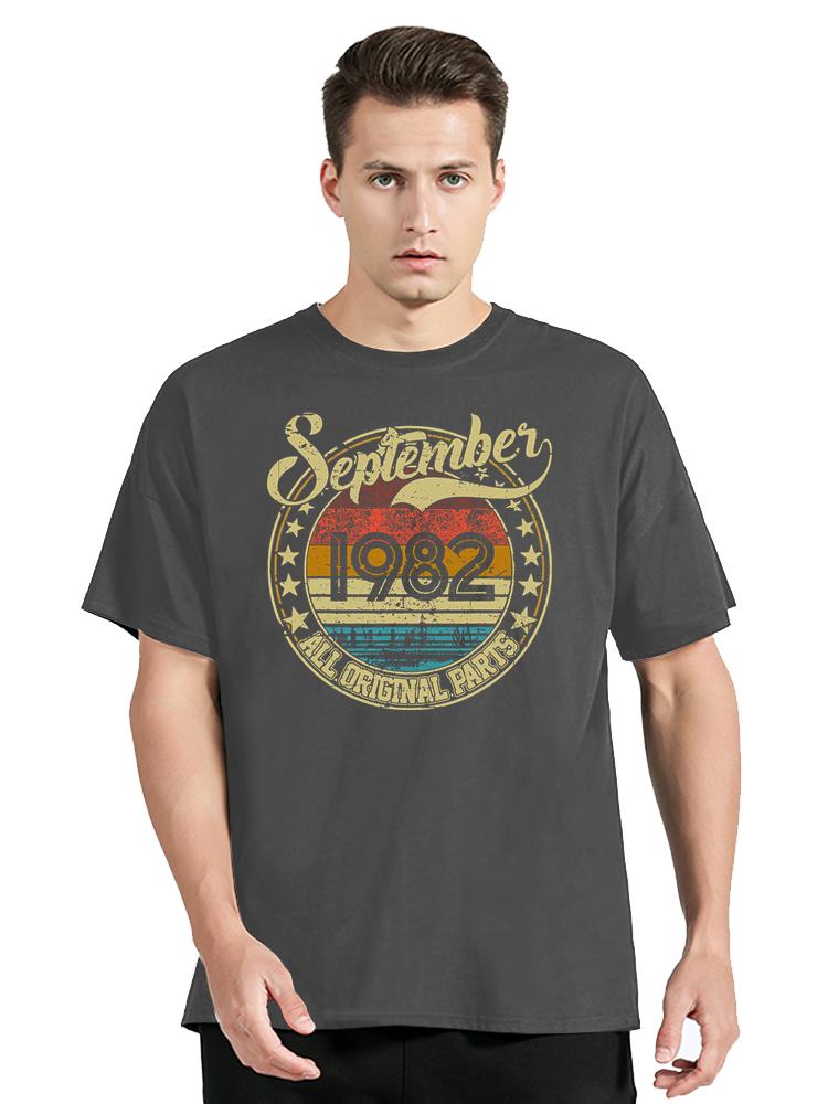 

Vintage September 1982 Old TShirt Fashion ONeck Unisex Tops Tee Streetwear Fitness T Shirt Casual Cotton Tshirt Mens Clothes S разноцветный