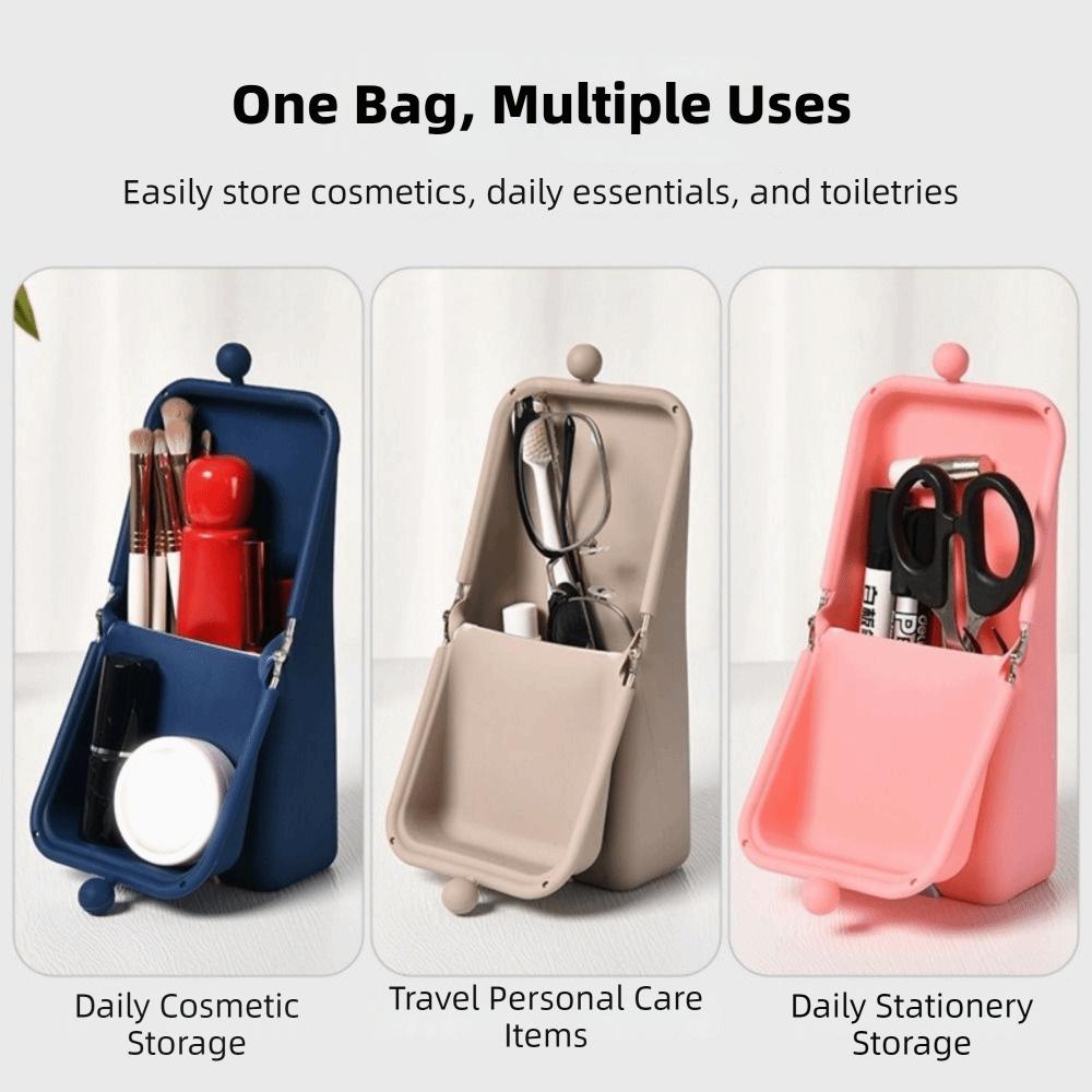 Vertical Makeup Brush Storage Bag Silicone Toiletry Storage Box Cosmetic Brushes Bag for Home