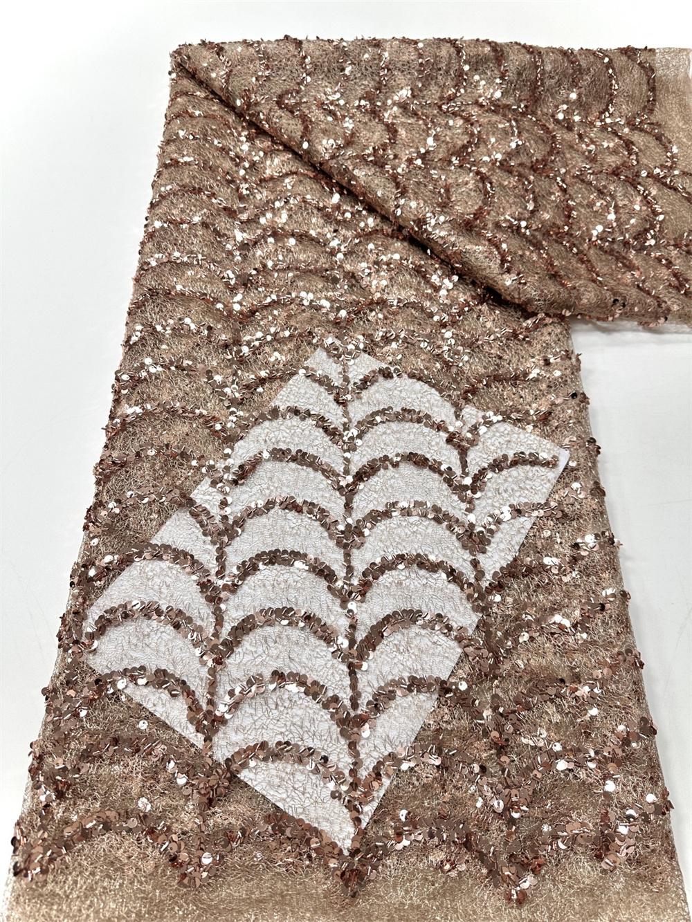 

Luxury African Sequins Lace Fabric 2026 High Quality Sequins Lace Embroidery Mesh Fabric Nigeria For Women Wedding Party Dresses 5 yards&120cm