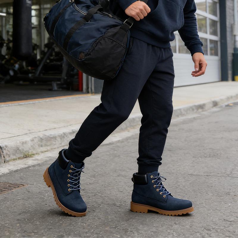 Men's Classic British Style Ankle Boots Non-Slip Rubber Sole Casual Work Boots Brand Male Footwear Blue Black Plus Size 45