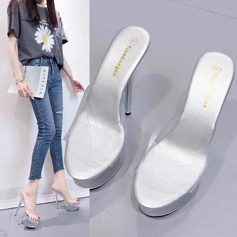 2021 Sommer Trend Transparente Plateau Stilettoabsätze - Spitze Zehenpartie, Superhohe Damen Freizeitschuhe