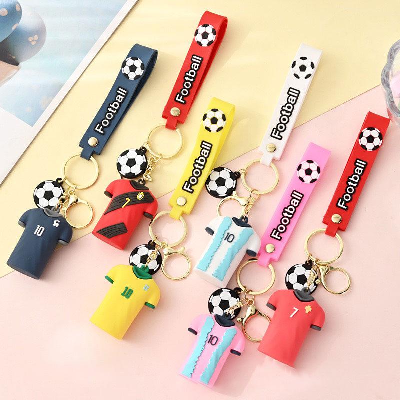Cartoon Football Jersey Keychain: Cute Ronaldo, Messi, Mbappé, Neymar Car Bag Pendant, Non-Fading