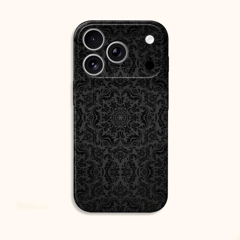 Gothic Intricate Black Symmetrical Mandala Pattern Art Film Aesthetic Protective Shockproof Bumper Phone Case Cover For iPhone 14 15 16 Pro Max Plus