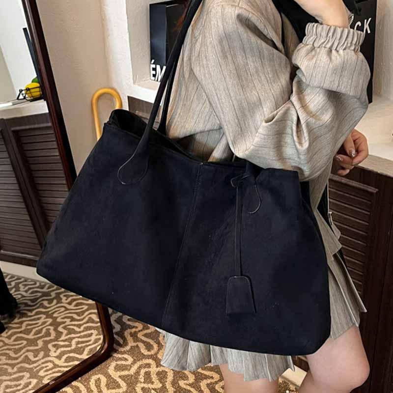 Suede retro large-capacity tote bag women's 2025 autumn/winter new high-end fashion commuter armpit shoulder bag