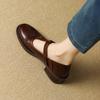 Fashion 2024 New Spring Genuine Leather Women Pumps Shoes for Women Round Toe Chunky Heel Retro Mary Janes Block Leather Shoes Shallow