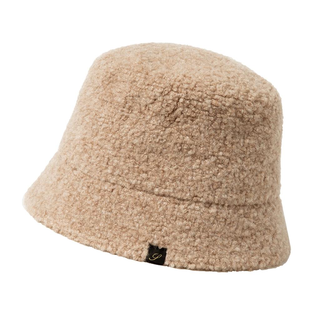 SIGGI Bucket Capelin Solid Cold Gift Idea Women's Hat, Hat, Wool, Thick, Casual, Slimming, Weather, Cycling, Fall/Winter, (M, Camel)