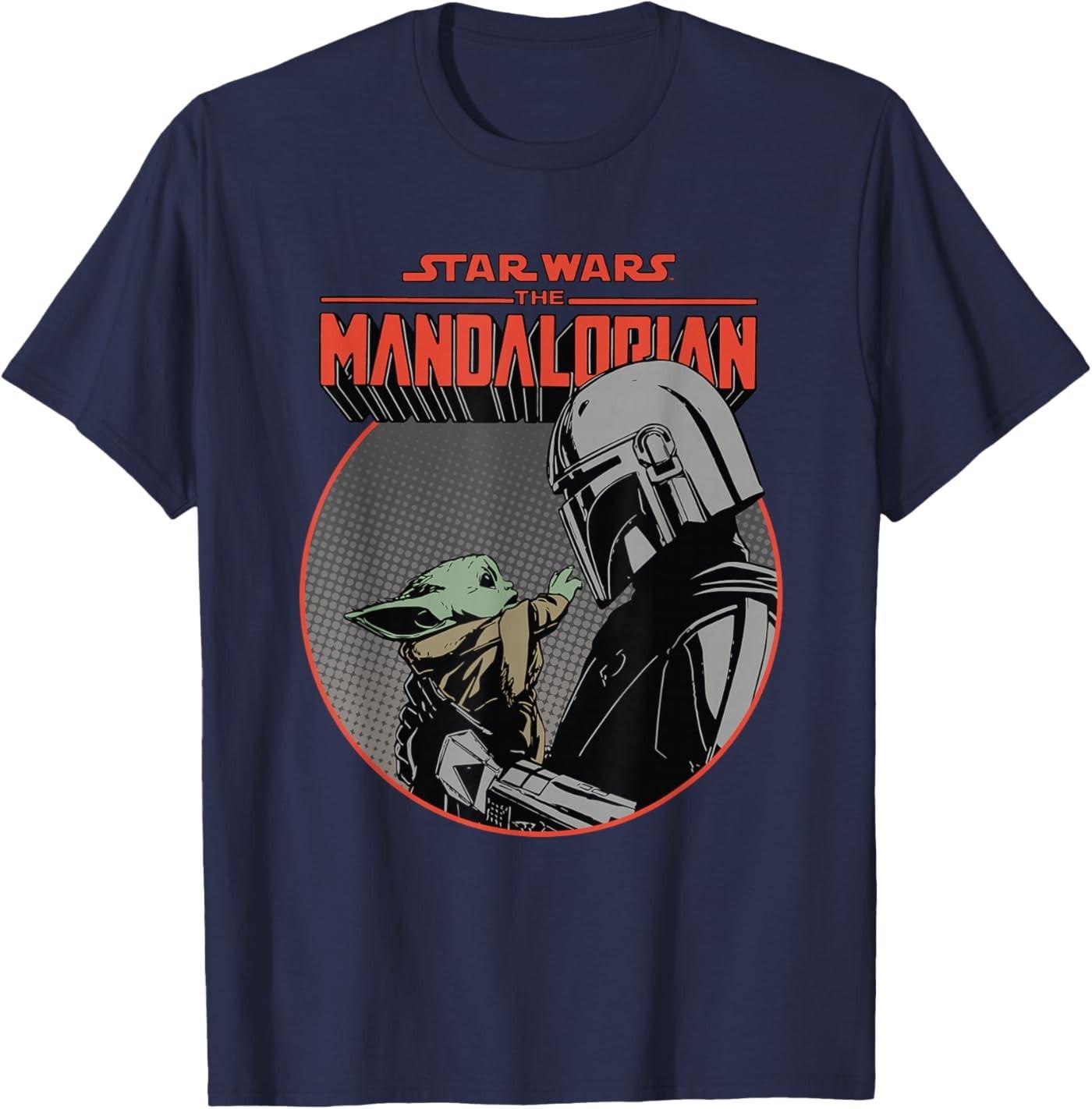 The Mandalorian Mando and Grogu Retro Style T-Shirt S разноцветный