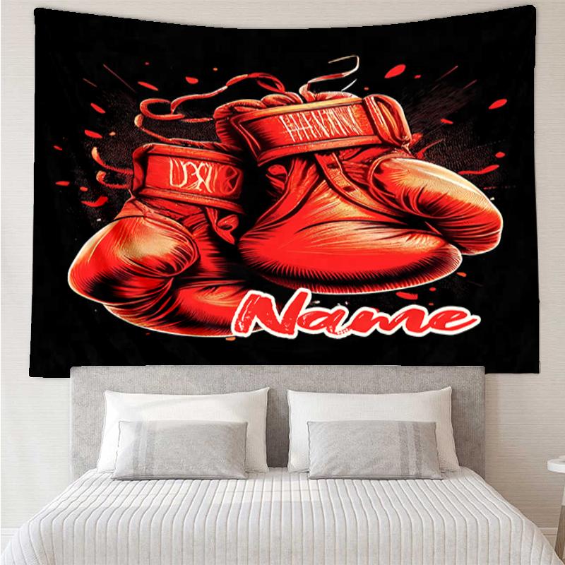 Custom Name Boxing Print Tapestry, Backdrop, Easy Setup, Ideal for Bedroom, Office & Living Room, with Aesthetic Wall Hanging Decor.