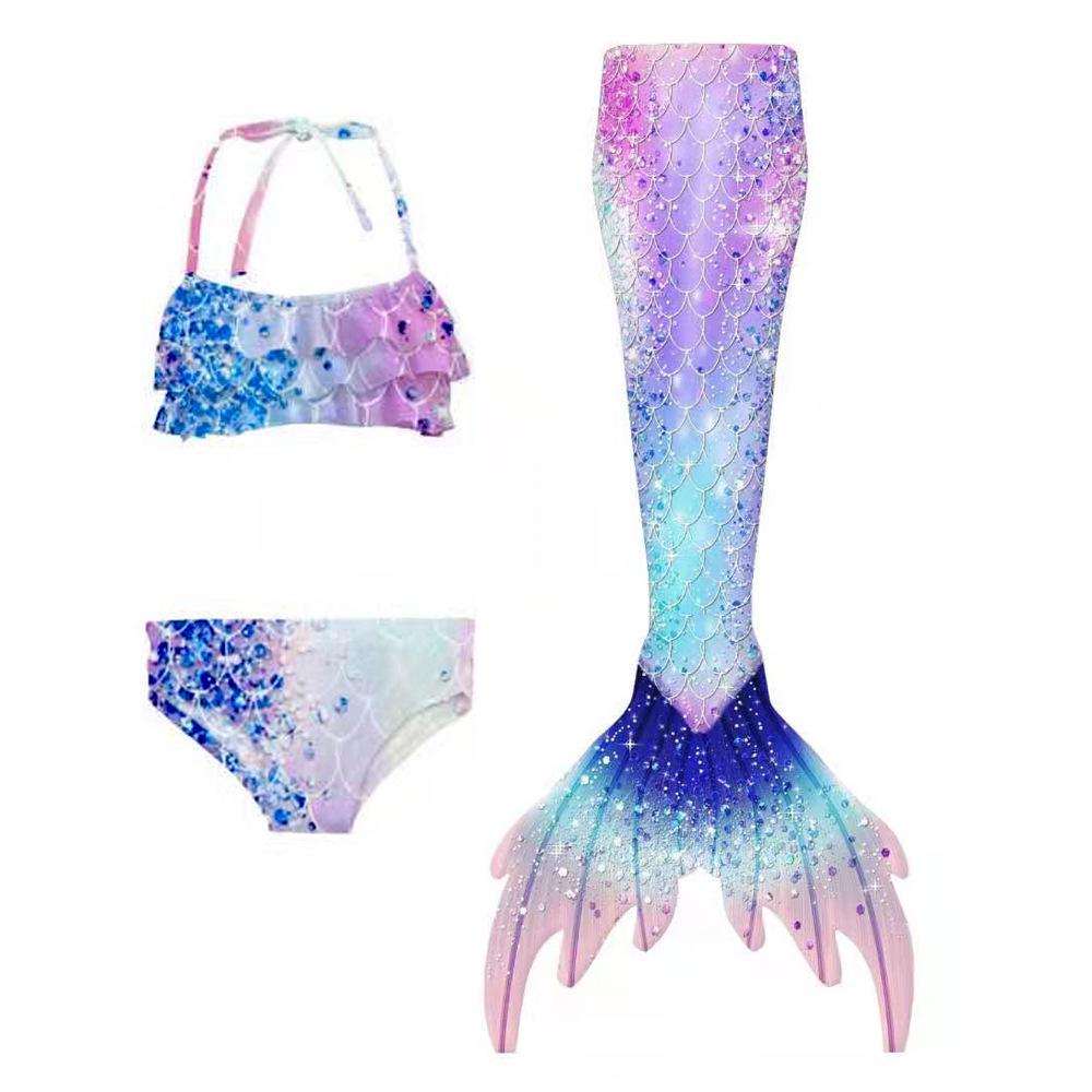 

Комплект купальника русалки из трех частей с хвостом – Высококачественное, стильное бикини для девочек 140