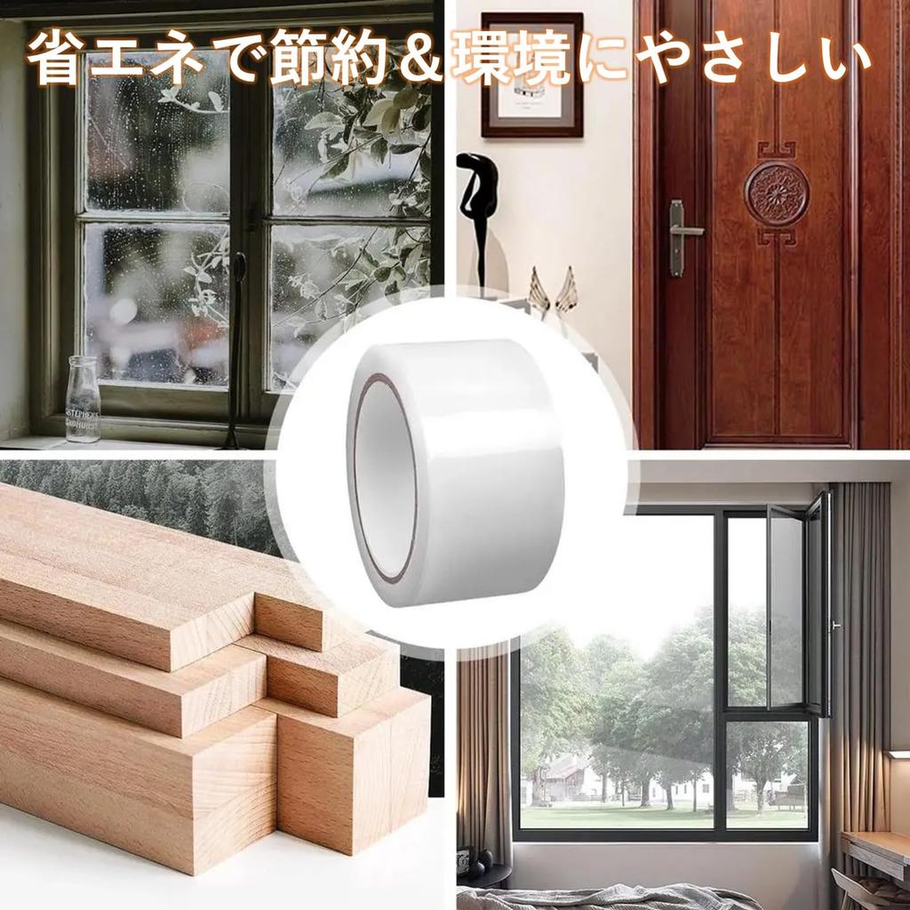 Rubonarie Gap Tape, 50mm X 21m, Waterproof, Windproof, Soundproof, for Windows and Doors, Draft Prevention Tape (Clear, 1 Roll)