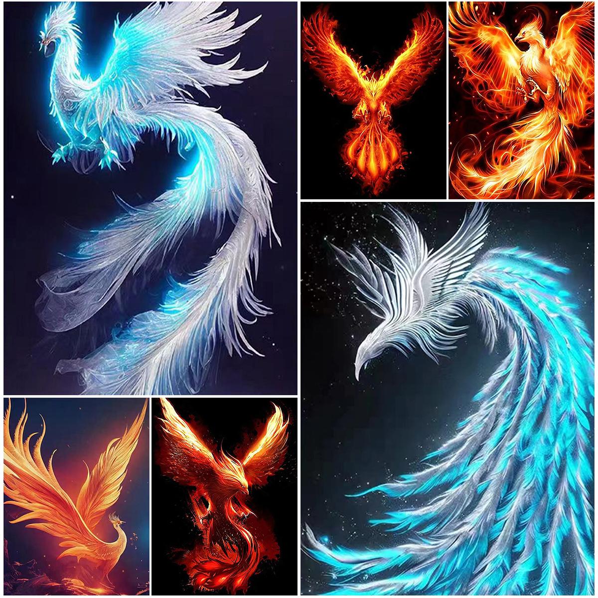 

Ледяной огонь Феникс Жар-птица Личность DIY Полная дрель Алмазная декоративная картина Full Round 20x30CM