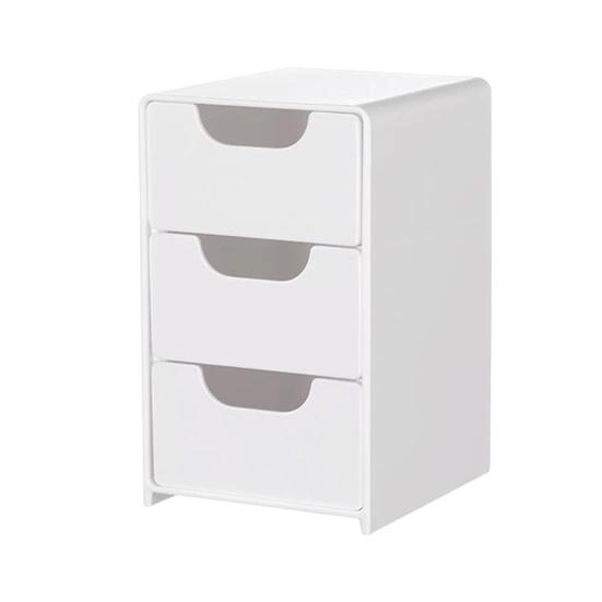 Set Desktop Storage Box Modular 3-Drawer Organizer Scratch-Resistant Desk Drawers for Jewelry белый