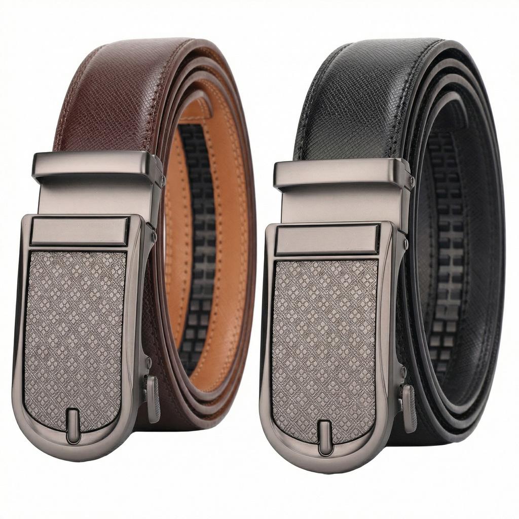 Men'S Automatic Buckle Cowhide Belt Men'S High-End Versatile Belt Youth Belt