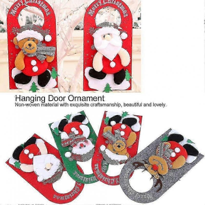 Christmas Door Hanger, Christmas Flag Wall Hanging Christmas Door Pendants Cute Pendants Holiday Doorknob Decor(4pcs)