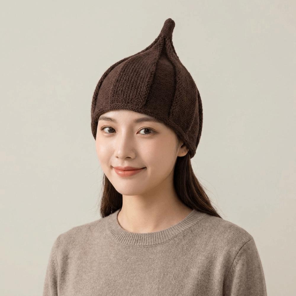Korean Style Nipple Hat Twist Pullover Hat Simple Knitted Beanie Hat Women