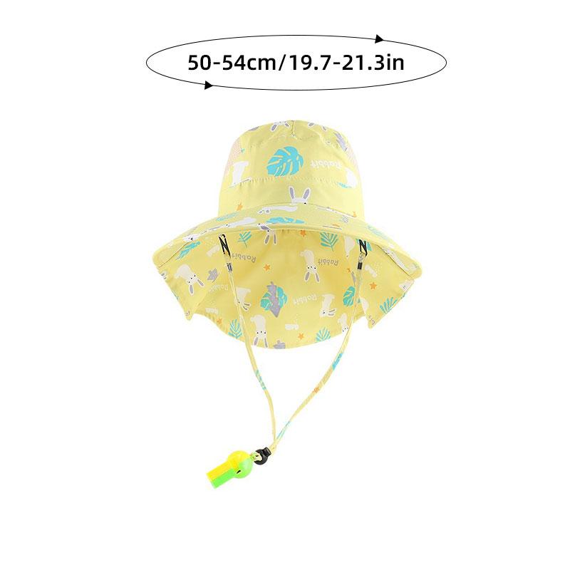 Summer Kids Anti-UV Fisherman Caps Large-Brim Cartoon Animal Print Girls Sun Visor Cap Outdoor UV Protection Children Mesh Beach Caps