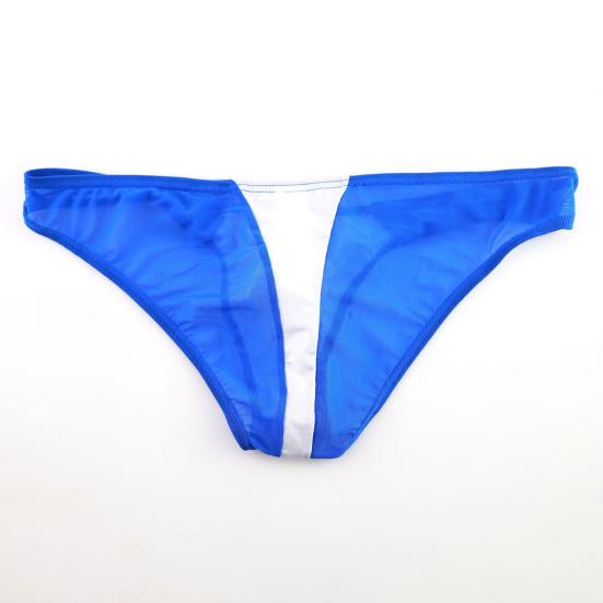 Men Briefs Low Waist Ice Silk Breathable Contrast Color Elastic Anti-septic Patchwork