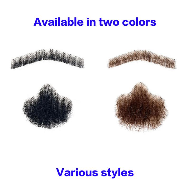 

100% Человеческие волосы Борода Черно-коричневая Кружевная сетка Борода Неглубокая Короткая Реалистичные Накладные Усы Для Мужчин Макияж Волосы на лице Ручная работа HZ12 чёрный