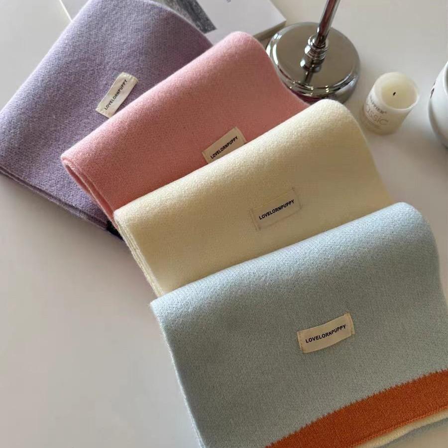 Exquisite Candy Color Dopamine Contrasting Design Soft and Skin Friendly Scarf Woolen Knitted Student Scarf  Cute and Warm in Winter