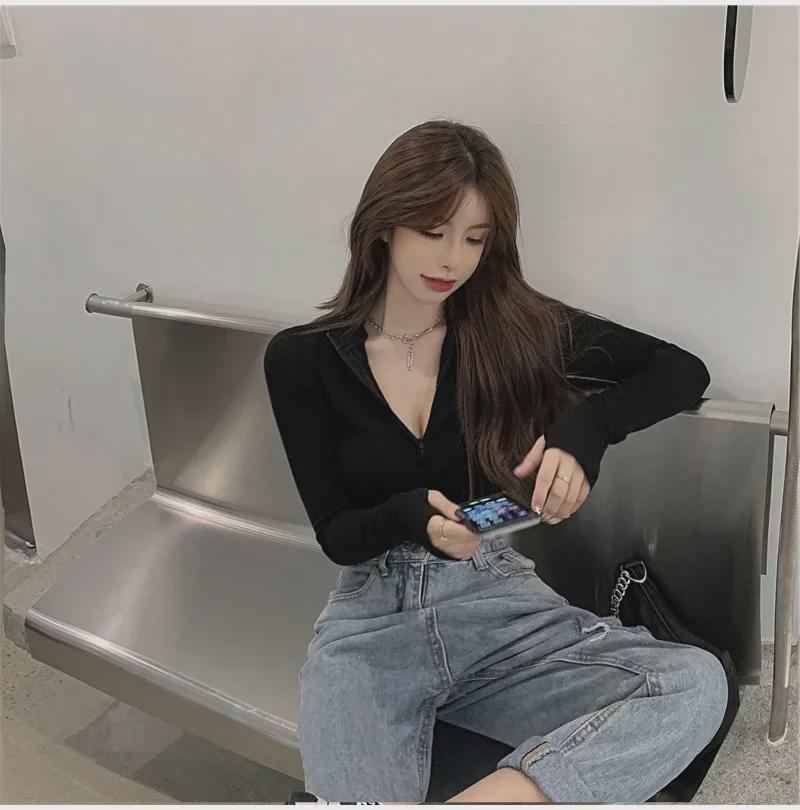 2023 Autumn Cotton Korean Slim Fit Long-Sleeve Women's Top