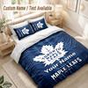 Benutzerdefinierter Name Bettwäsche-Set 3 TeileToronto Maple Leafs Aufdruck Bettbezug + 2 Kissenbezüge Weiche Bettdekoration