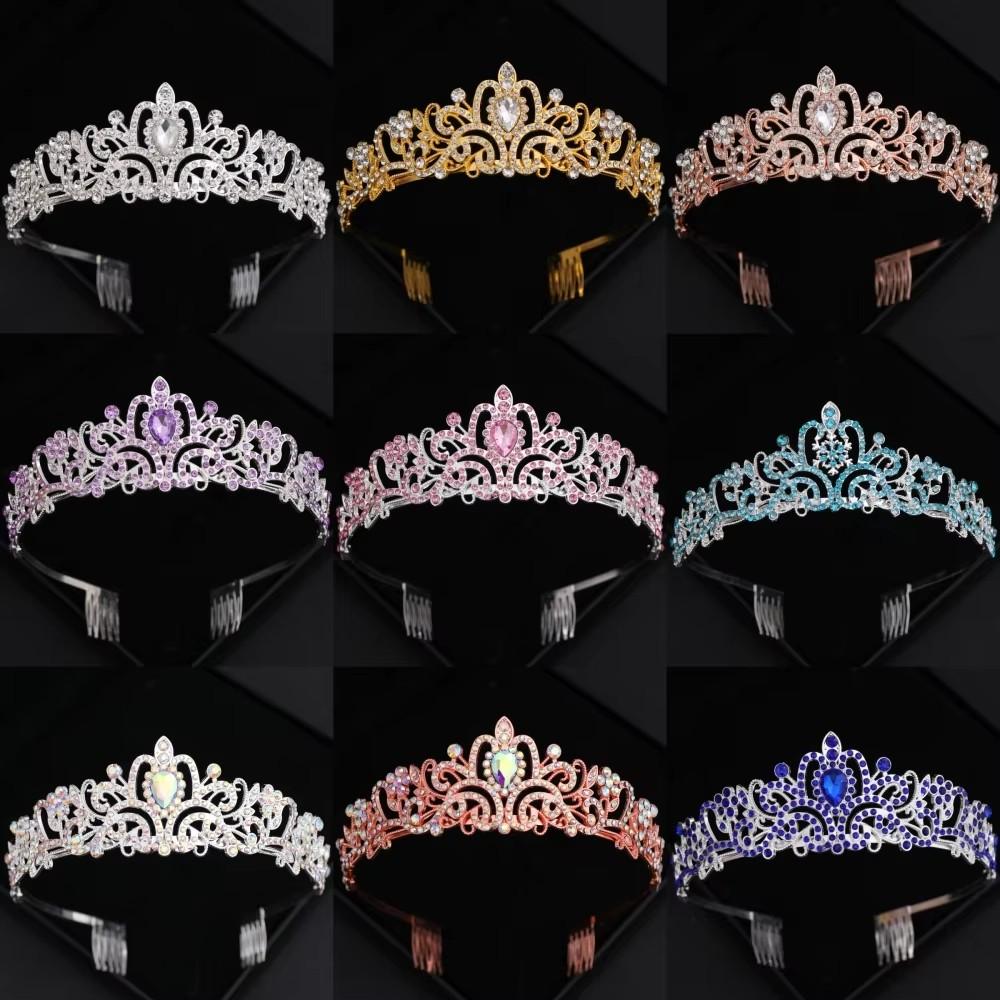 Diamond Bridal Headdress with Comb, Luxurious Crystal Wedding Crown, Suitable for Retro Celebration Ball, Queen Headdress.