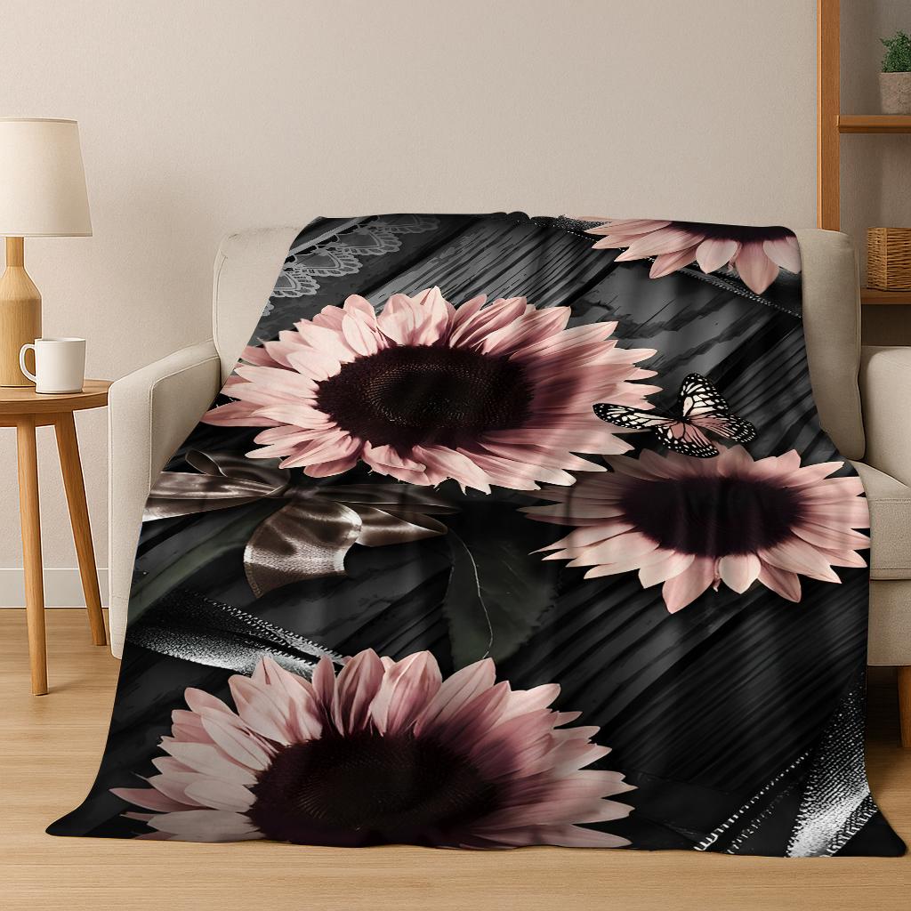 

Exquisite Daisy Sunflower Flower Flannel Blanket Soft Warm Throw Blanket for Bed Bedroom living Room Travel Camping Picnic Gift 75x90cm