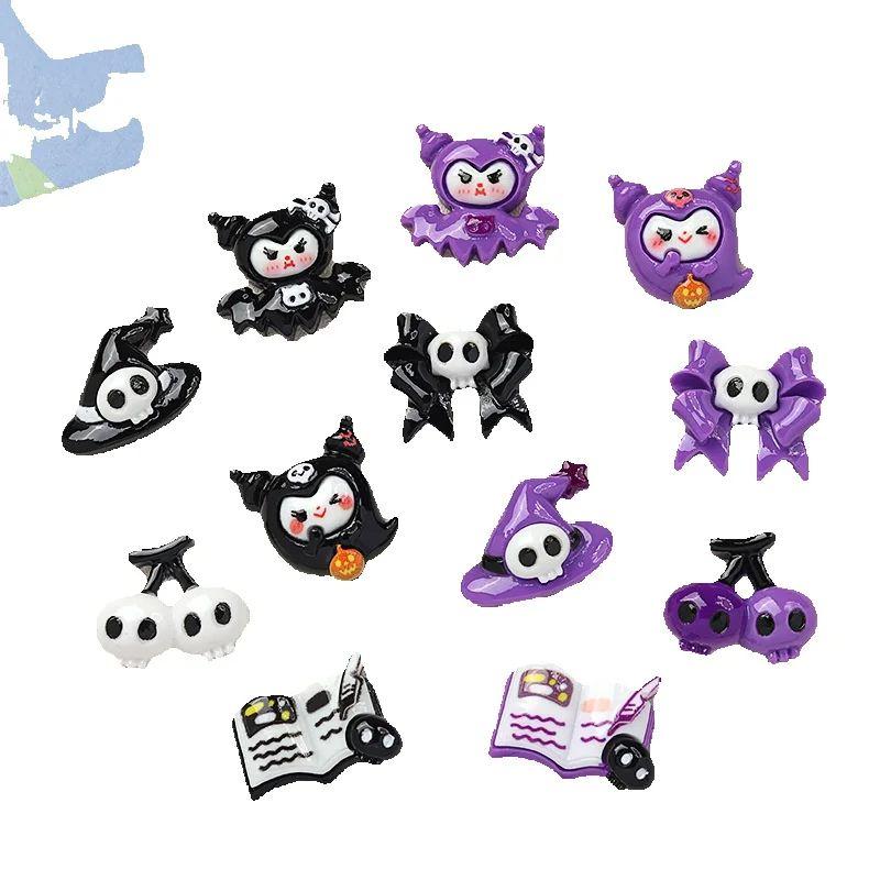 10 Pcs New Cartoon Halloween Book Black Bat Animal Series Resin Scrapbook Diy Jewelry Party Children Gift Hairpin Accessories A8