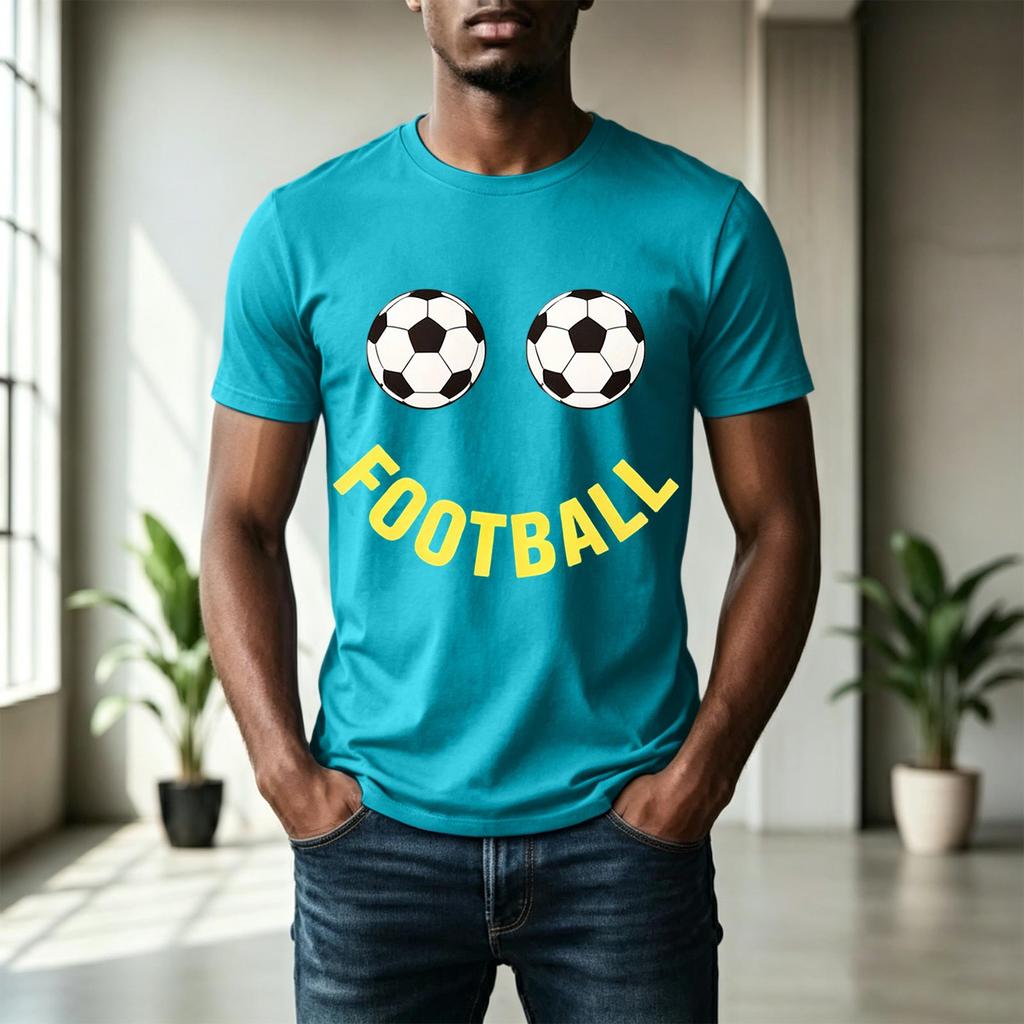 Men's Short Sleeve Crew Neck T-Shirt with Football Print Graphic Casual Fit Comfortable Soft Fabric Lightweight Design
