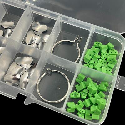 140 Pcs Dentist Tools With Silicone Dental Wedge Dental Matrix Sectional Contoured Metal Matrices Band Resin Clamping Ring