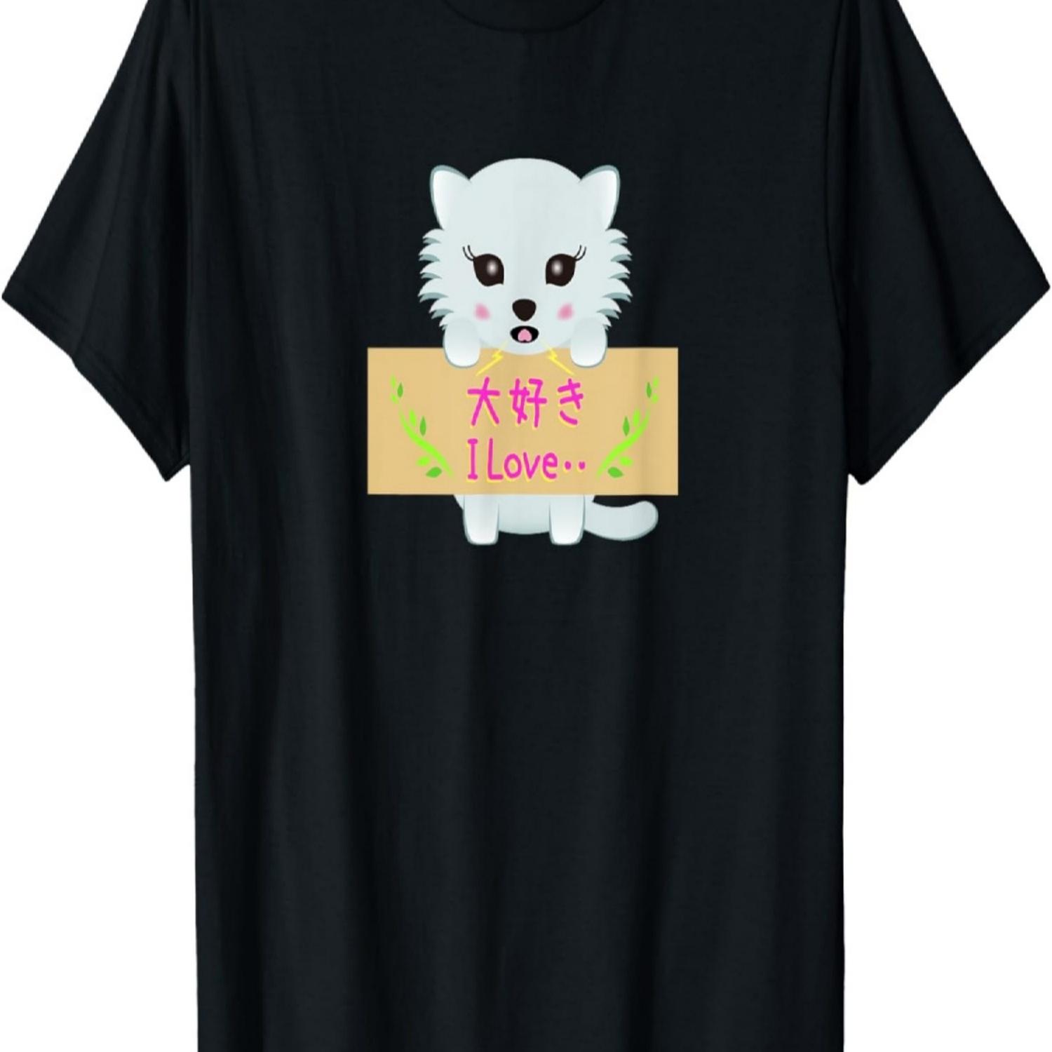

Ren-World 31 Animal Cat Cute Love I Love Heart Lovely Cherry Blossom Fairy Kwaii T-Shirt S чёрный