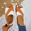 Women's Color Blocking Slope Heel High Heel Sandals, Casual Open Toe Thick Bottom Shoes, Comfortable Ankle Strap Sandals