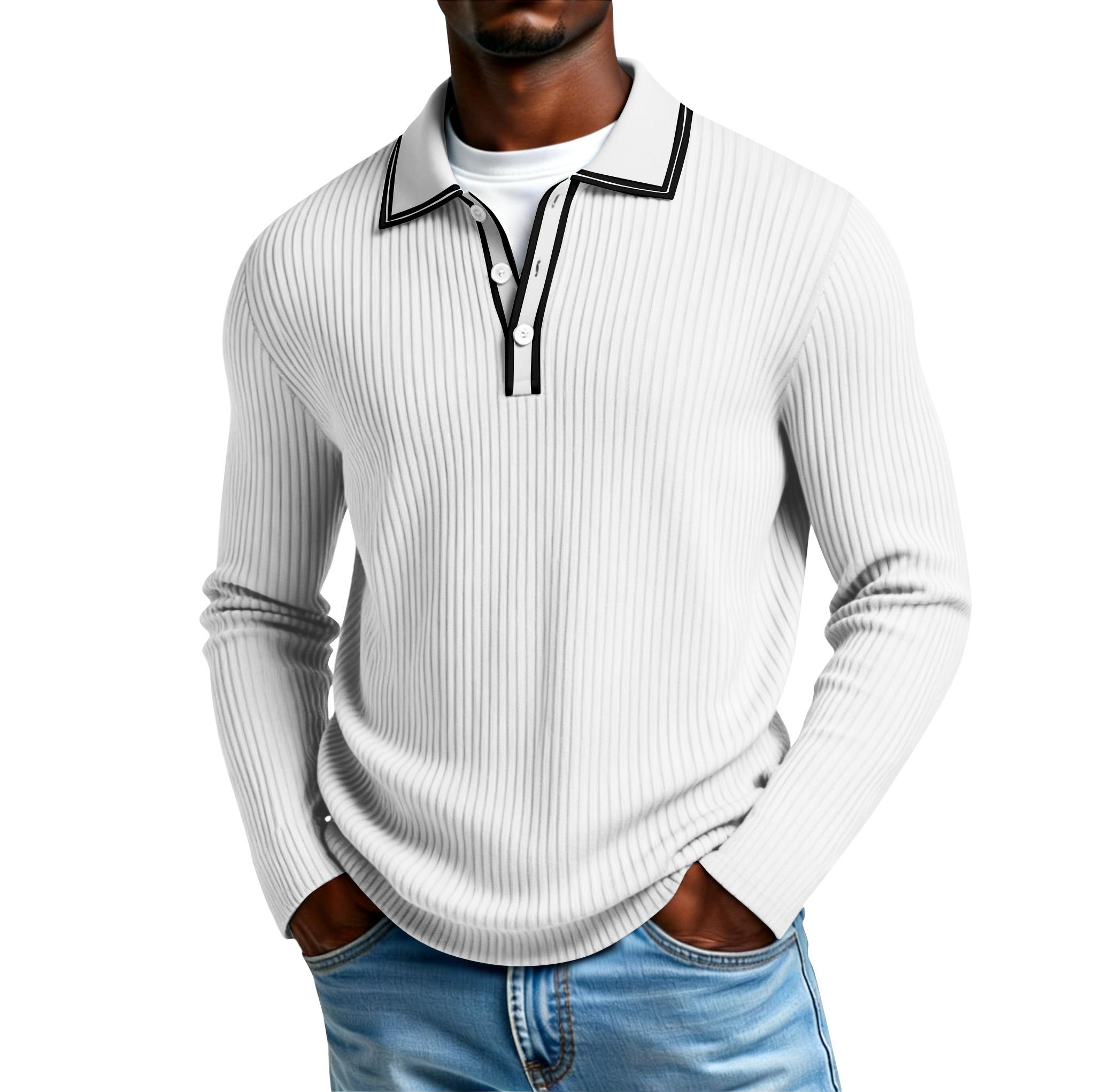 Men s Solid Color Button Lapel Pocket Long Sleeve Top Men s Casual Fashion Long Sleeve Top M белый