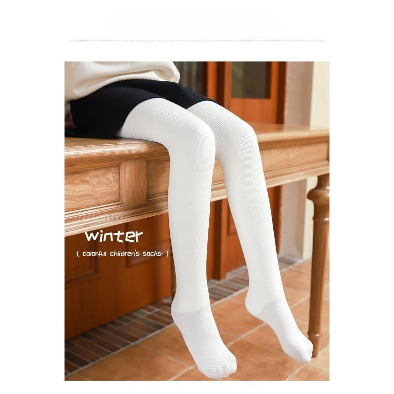 Kids Girls Cotton Tights with Non-Slip Waist Winter Fleece Lined Thermal Tights Anti-Pilling No Sagging Warm Opaque Pantyhose